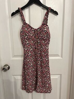 No Boundaries Black Sundress with Pink and Cream Daisy Print